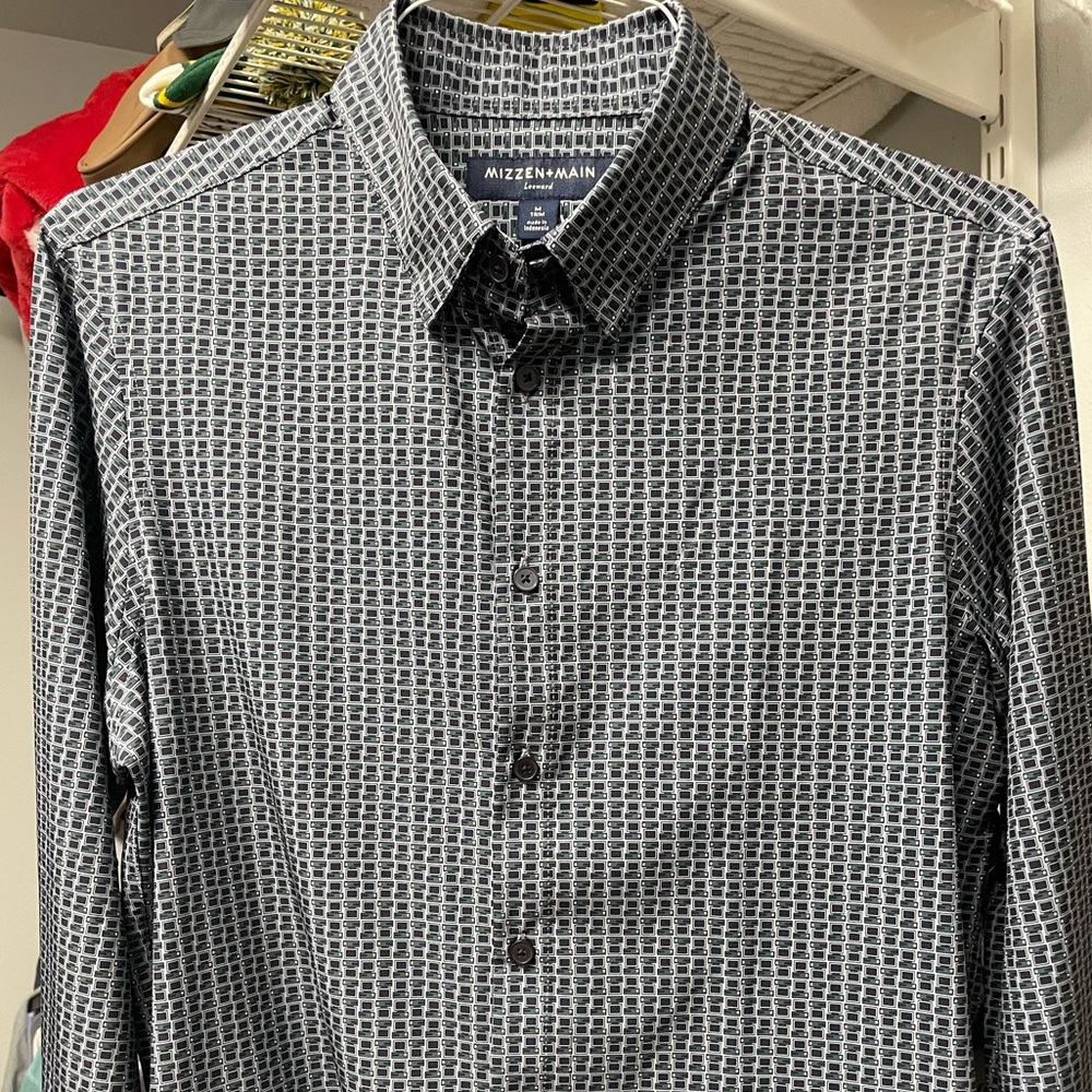 New Navy and Green Mizzen + Main Long Sleeve Button Down